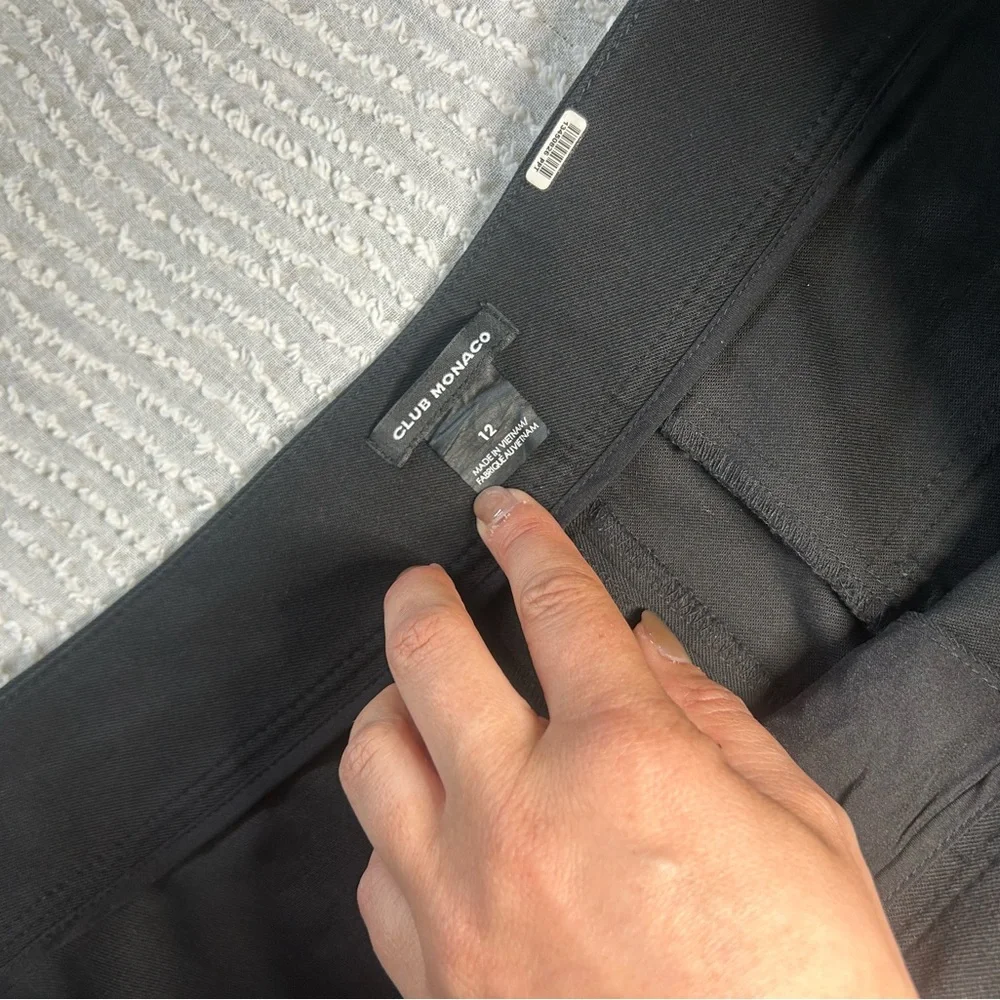 Club Monaco Black Wide Leg Pants Size 12 Casual Business Slacks (tiny hole) - Picture 6 of 11